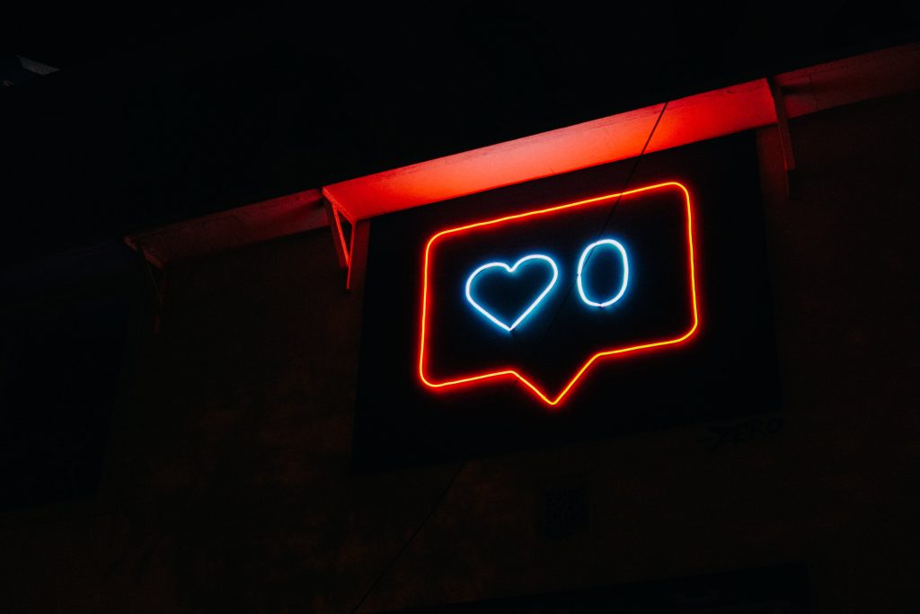 Heart and zero neon light signage